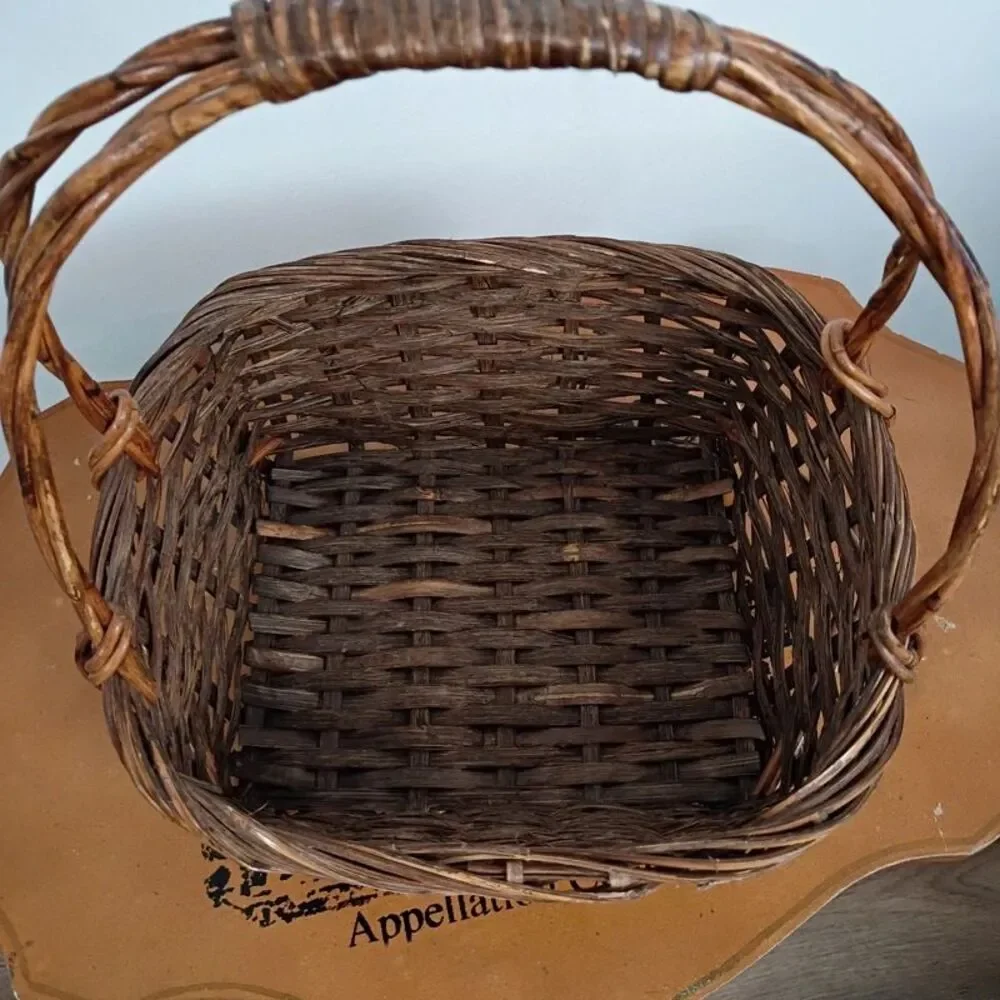 Large Wicker Basket with Handle Farmhouse Country Decor